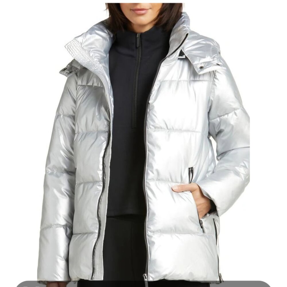 Zella Silver Puffer Jacket Size Medium